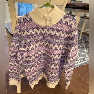 Talbots Purple and White Sweater